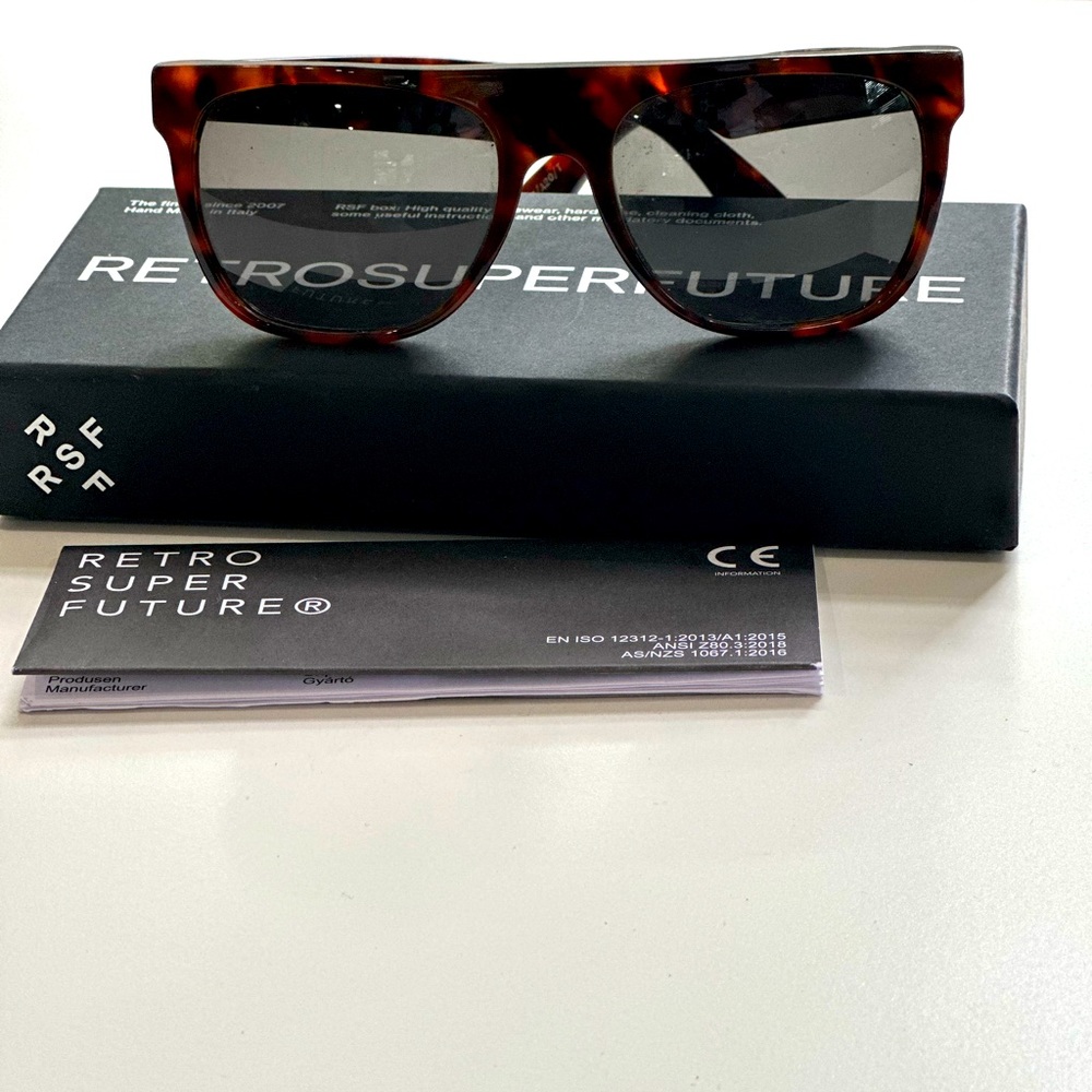 RetroSuperFuture flat top sunglasses, tortoise, like new!